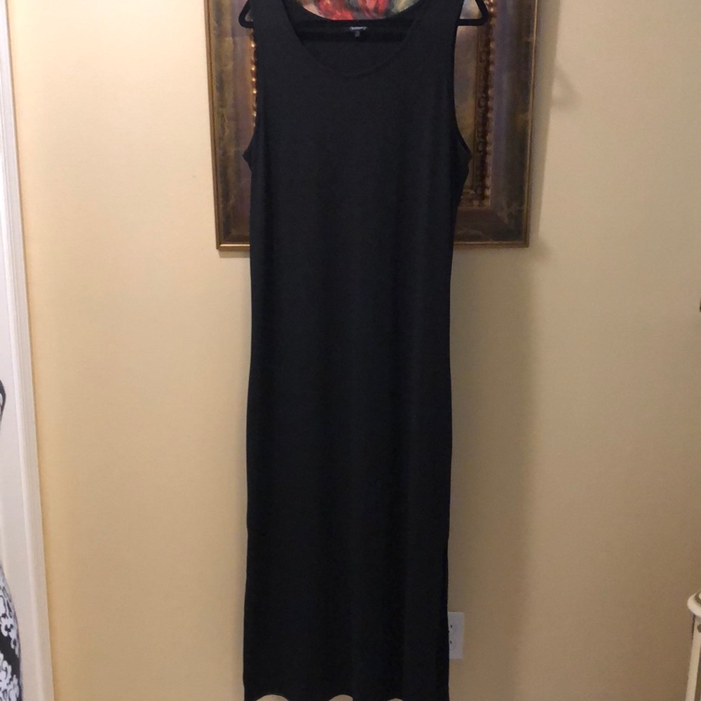 Absolutely! Maxi sleeveless tank, side split hem light black/dk gray soft dress